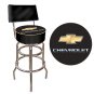 Chevrolet Padded Bar Stool with Back - Black/Silver