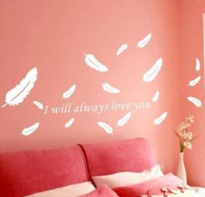 Feather with words sticker Home Decor Wall Sticker--158