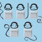 5pcs Cute Monkey Switch Wall Paste Sticker
