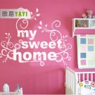 "My Sweet Home"with flower Home Decor Wall Sticker