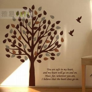 color bird tree Decor Wall Sticker 47"