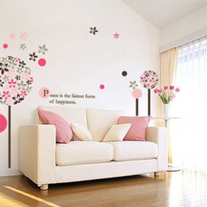 pink trees Decor Wall Sticker 67"