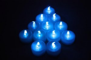 12 flicker blue LED TEA LIGHT WEDDING PARTY CANDLE CHRISTMAS