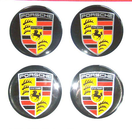 PORSCHE 6.4 CM NEW RESIN STICKER / DECALS CENTER WHEEL CAPS 4 PIECE