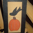 Crow on the Pumpkin Framed appliqued stitchery