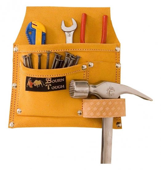 3 Pocket Suede Leather Nail & Tool Pouch Bag