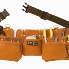 9 Pocket Suede Leather Contractors Tool Pouch Bag Belt