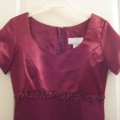 Size 1-3 Burgundy Red Satin top short sleetve dress.