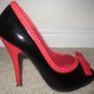 Red and Black Peep toe Pumps