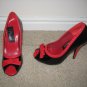 Red and Black Peep toe Pumps