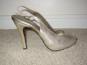 Golden Peep Toe Pumps