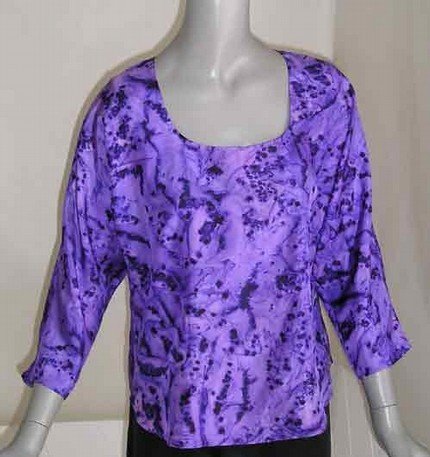 Purple Amethyst Hand Painted Silk Blouse, Abstract, size 8/10, Original ...