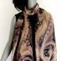 Long Hand Painted Pure Silk Scarf, Camel,  Brown Chocolate,JOSSIANI