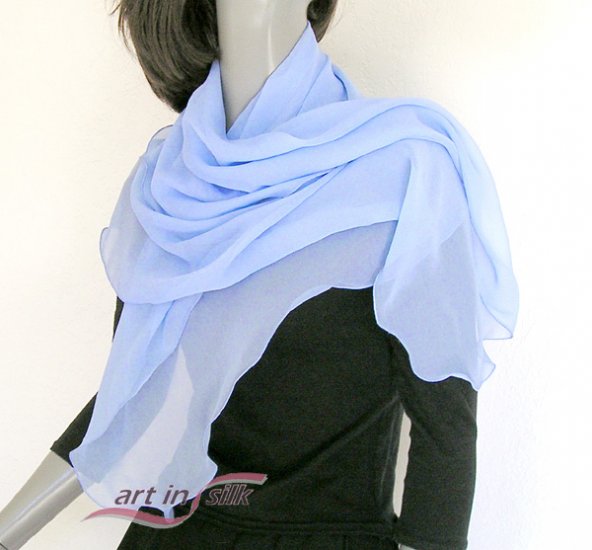 Periwinkle Blue Square Scarf, Silk Chiffon Hydrangea or Cornflower blue ...