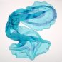 Hand Painted Silk Chiffon Shawl Wrap, Turquoise, Indigo, Lapis Blue, JOSSIANI