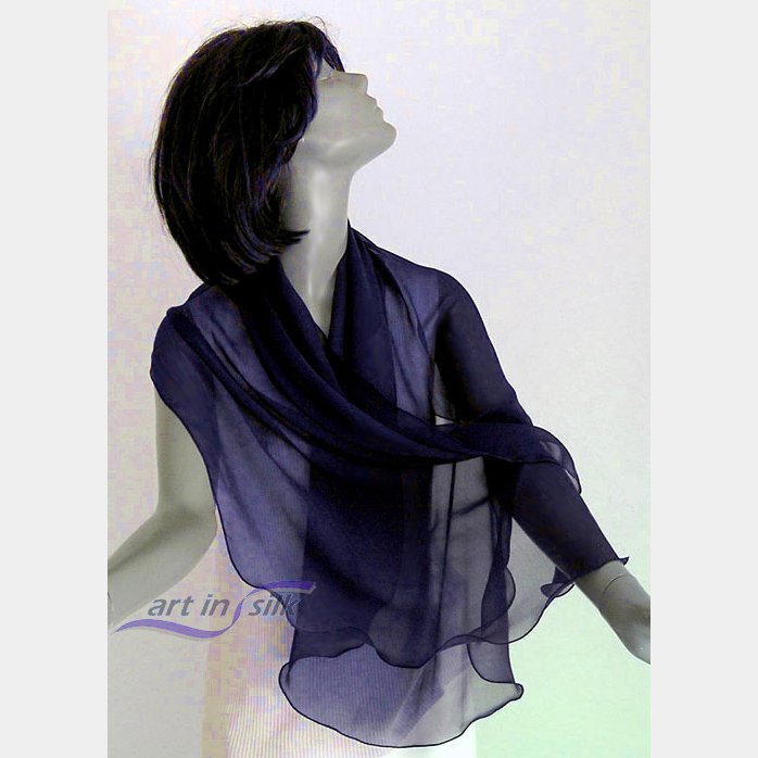 Navy Silk Chiffon Wrap Top