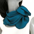 Cerulean Teal Blue Scarf Crepe Pure Silk, Square 21" x 21"