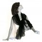Evening Black Wrap, Formal Shawl, Sheer Black Scarf,, 100% Silk, Petite Small Medium, 20" x 64".