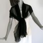 Evening Black Wrap, Formal Shawl, Sheer Black Scarf,, 100% Silk, Petite Small Medium, 20" x 64".