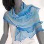 Hand Painted Silk Chiffon Scarf Light Blue with Cobalt Sapphire Accents, One of a Kind by Jossiani.