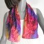 Neck Scarf Scarflette, Unique Hand Painted Silk Red Orange Pink, JOSSIANI