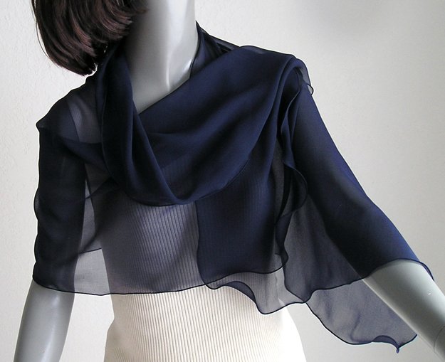 navy blue chiffon wrap