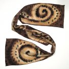 Long Hand Painted Silk Crepe Scarf, Brown Chocolate Black Cognac Rust Sand, JOSSIANI.