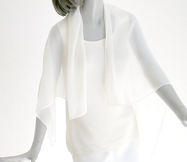 Ivory Scarf 100% Silk Chiffon Unique Hand Dyed 25