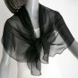 Black Silk Scarf Shoulder Wrap Pure Natural Silk Chiffon, Artisan Handmade, Artinsilk.