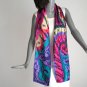 Multicolor Hand Painted Silk Scarf, Rainbow Purple red Emerald, by JOSSIANI