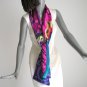 Multicolor Hand Painted Silk Scarf, Rainbow Purple red Emerald, by JOSSIANI