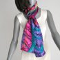 Multicolor Hand Painted Silk Scarf, Rainbow Purple red Emerald, by JOSSIANI