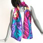 Multicolor Hand Painted Silk Scarf, Rainbow Purple red Emerald, by JOSSIANI