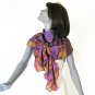 Hand Painted Silk Large Scarf Rust Copper Violet Ochre Purple, Unique Creation by JOSSIANI