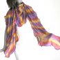 Hand Painted Silk Large Scarf Rust Copper Violet Ochre Purple, Unique Creation by JOSSIANI
