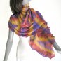 Hand Painted Silk Large Scarf Rust Copper Violet Ochre Purple, Unique Creation by JOSSIANI