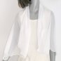 Off White Shawl Shoulder Wrap Pure Silk Chiffon PETITE 18" X 49".