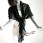 Evening Black Wrap, Formal Shawl, Sheer Black Scarf,, 100% Silk, Petite Small Medium, 20" x 64".