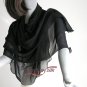 Evening Black Wrap, Formal Shawl, Sheer Black Scarf,, 100% Silk, Petite Small Medium, 20" x 64".