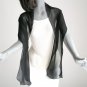 Black Long Scarf, Sheer Silk Sash, 100% Silk Natural Chiffon, Oblong Wavy Scarf, Artinsilk.