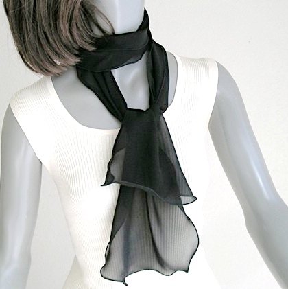 black chiffon neck scarf