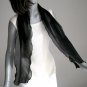 Small Black Scarf, Sheer Neck scarf, Silk Chiffon Tie, Black Sash, Artisan Handmade, Artinsilk.
