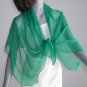 Emerald Silk Shawl, Green Wrap, Chiffon Coverup, Natural Silk Chiffon, Artisan Handmade