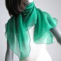 Emerald Silk Shawl, Green Wrap, Chiffon Coverup, Natural Silk Chiffon, Artisan Handmade