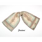 Beige Ecru Scarf, Unique Earth Truffle Dried Herbs Muted Colors, Hand Painted by JOSSIANI.