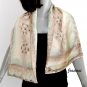 Beige Ecru Scarf, Unique Earth Truffle Dried Herbs Muted Colors, Hand Painted by JOSSIANI.