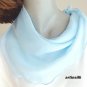 Light Blue Small Neck Scarf Sllk Chiffon, Light Solid Powder Blue, Sheer Chiffon, Artinsilk