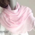 Light Pink Sheer Scarf Chiffon Coverup, Petite Wrap Shawl, Hand Dyed, Handmade, Artinsilk