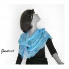 Turquoise  Unique Scarf 100% Silk Teal Blue Hand Painted Chiffon by Jossiani, Made to Order