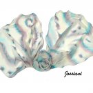 Hand Painted Silk Scarf Champagne Ivory, One of a Kind, JOSSIANI.